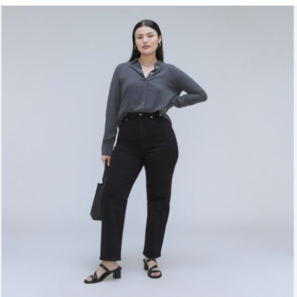 New Everlane The Way-High® Hourglass Wide Straight Leg Black Mom Jean Size 29L - Picture 1 of 2